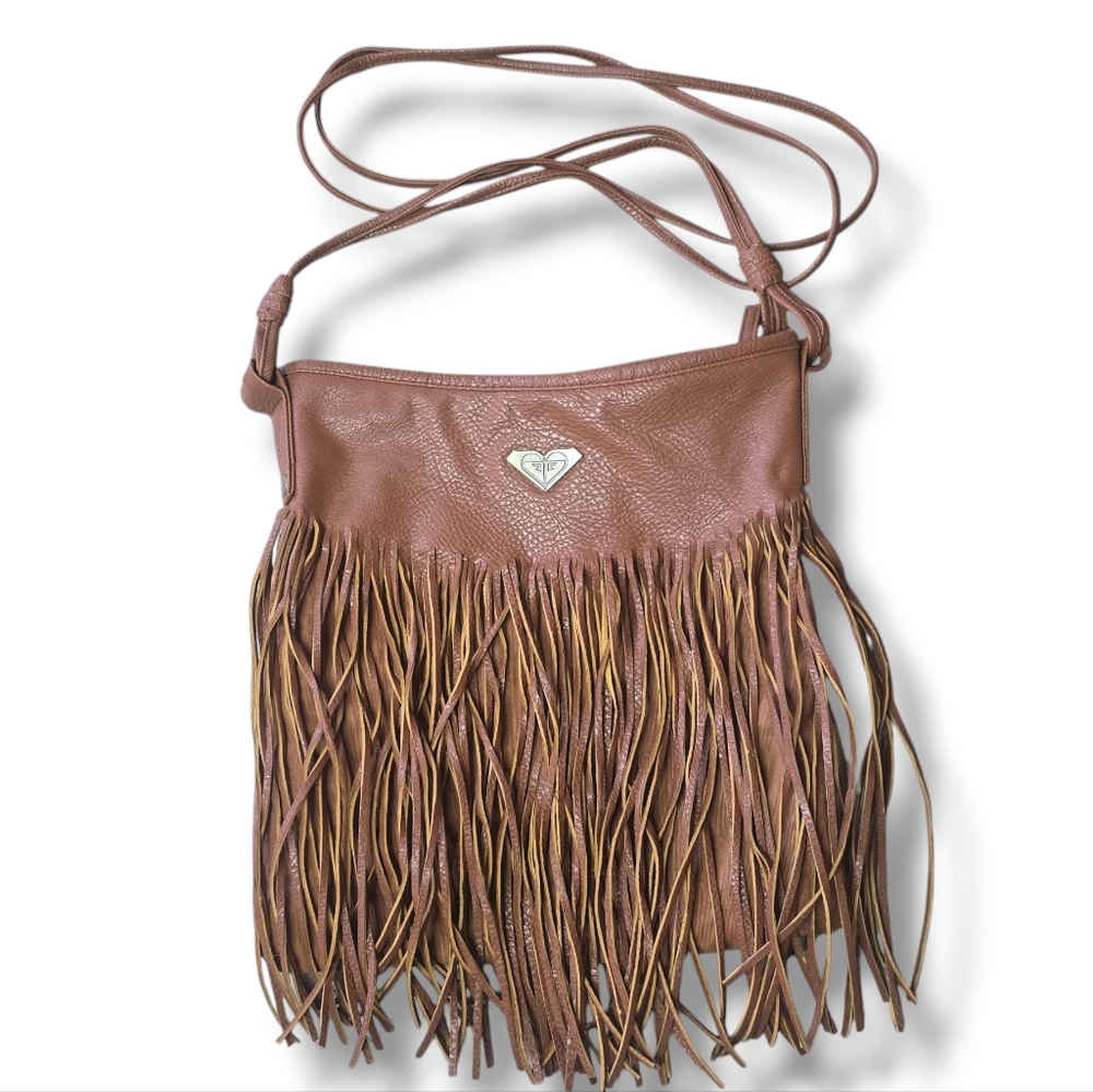 Roxy brown fringe hobo purse crossbody bag